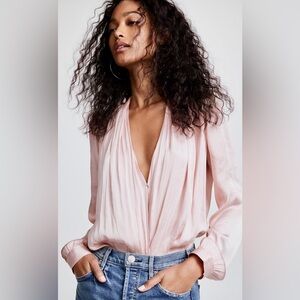 Paige Sevilla Bodysuit in blush pink/cream.